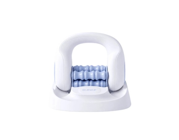 Massageador com rolos e base de apoio